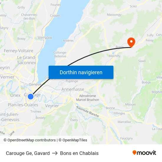 Carouge Ge, Gavard to Bons en Chablais map