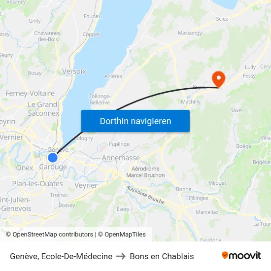 Genève, Ecole-De-Médecine to Bons en Chablais map