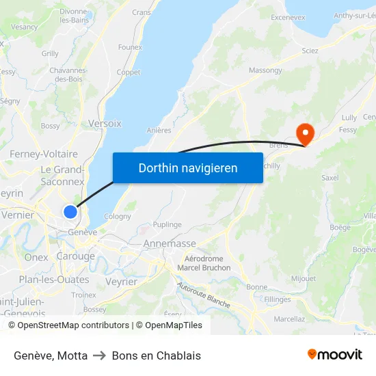 Genève, Motta to Bons en Chablais map