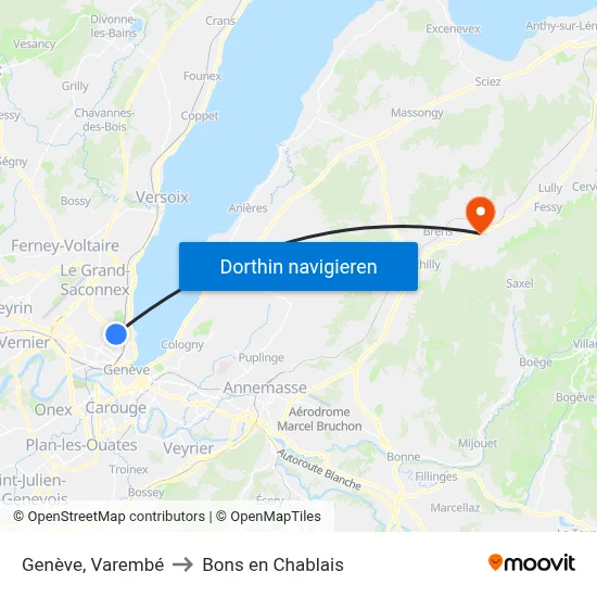 Genève, Varembé to Bons en Chablais map