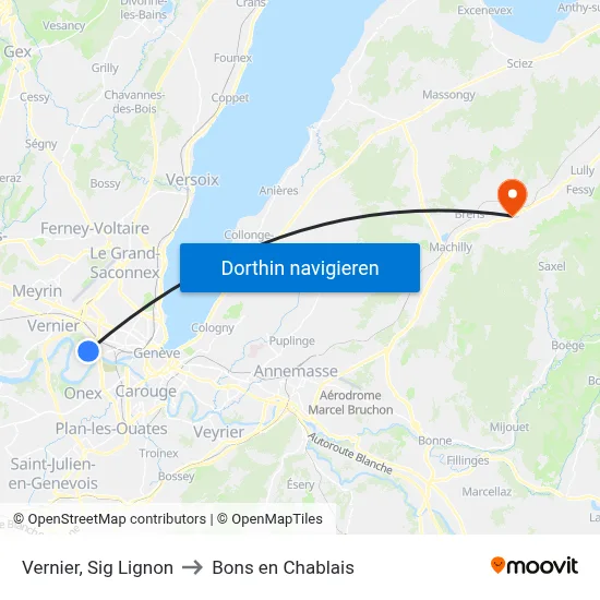 Vernier, Sig Lignon to Bons en Chablais map