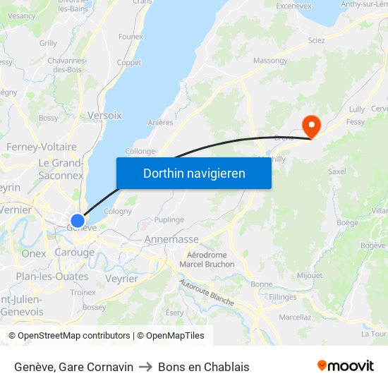 Genève, Gare Cornavin to Bons en Chablais map