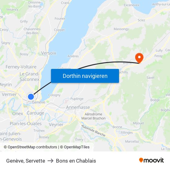 Genève, Servette to Bons en Chablais map