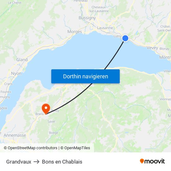 Grandvaux to Bons en Chablais map