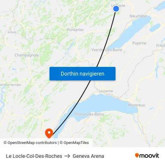 Le Locle-Col-Des-Roches, Gare to Geneva Arena map