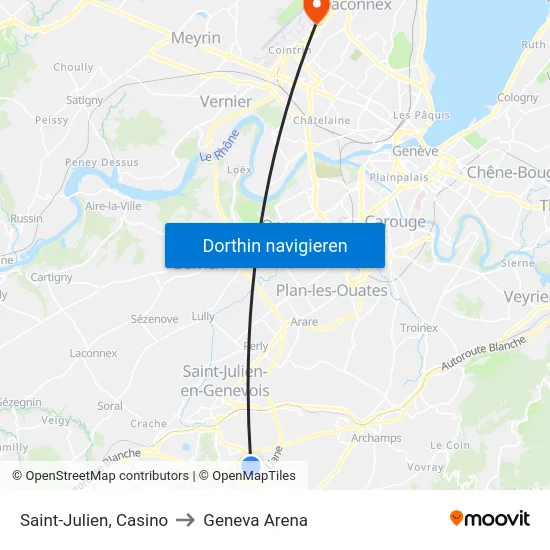 Saint-Julien, Casino to Geneva Arena map