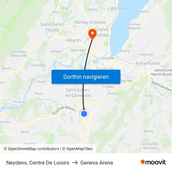 Neydens, Centre De Loisirs to Geneva Arena map