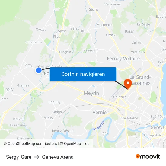 Sergy, Gare to Geneva Arena map