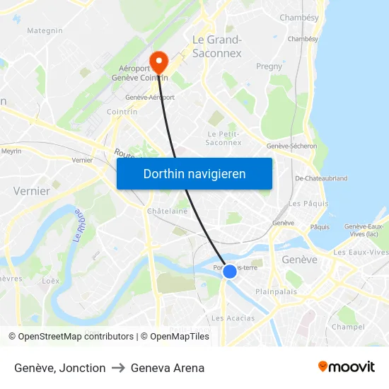Genève, Jonction to Geneva Arena map