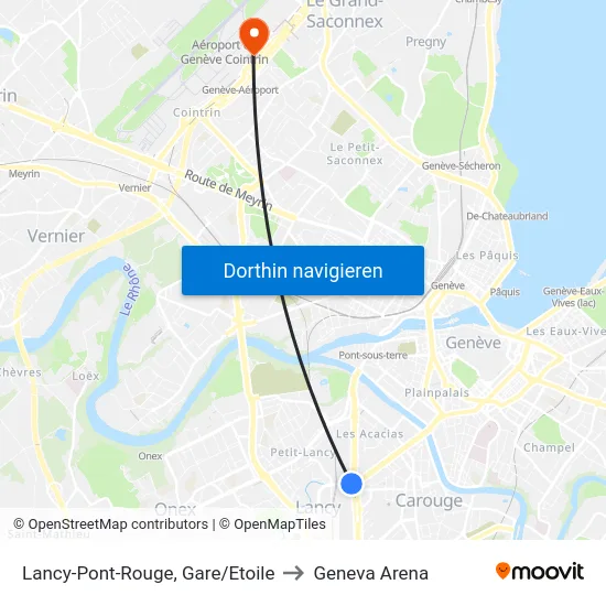 Lancy-Pont-Rouge, Gare/Etoile to Geneva Arena map