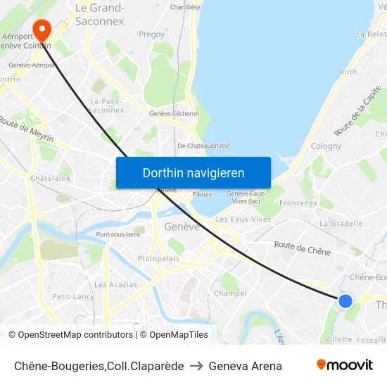 Chêne-Bougeries,Coll.Claparède to Geneva Arena map