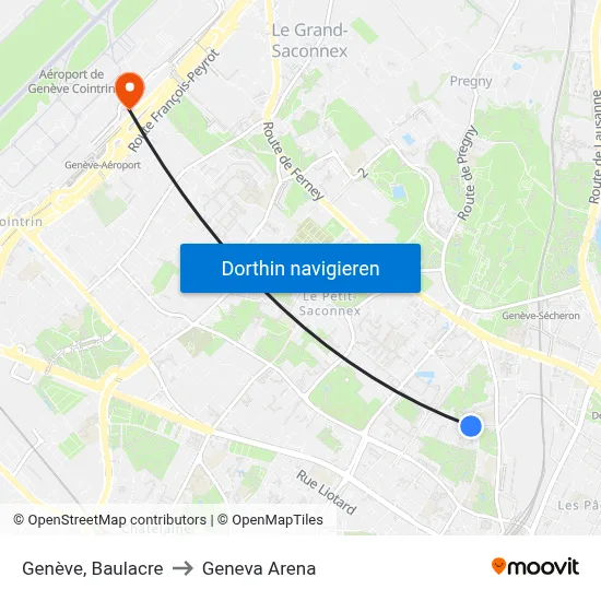 Genève, Baulacre to Geneva Arena map