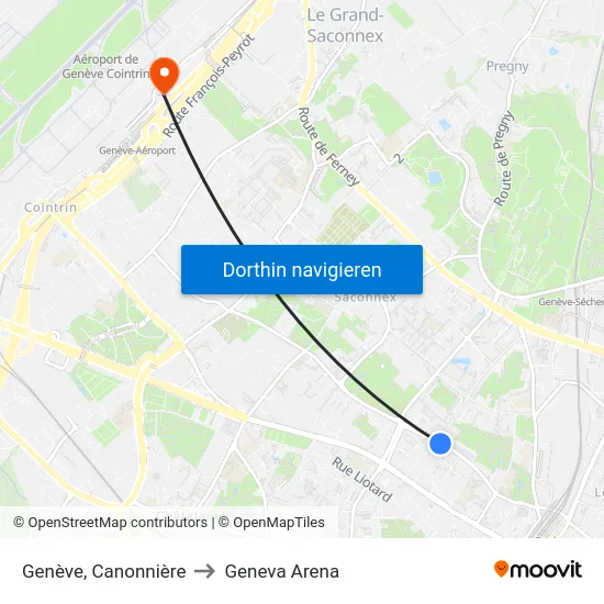 Genève, Canonnière to Geneva Arena map