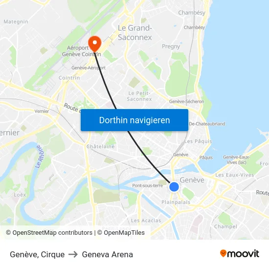Genève, Cirque to Geneva Arena map