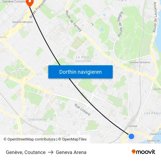 Genève, Coutance to Geneva Arena map