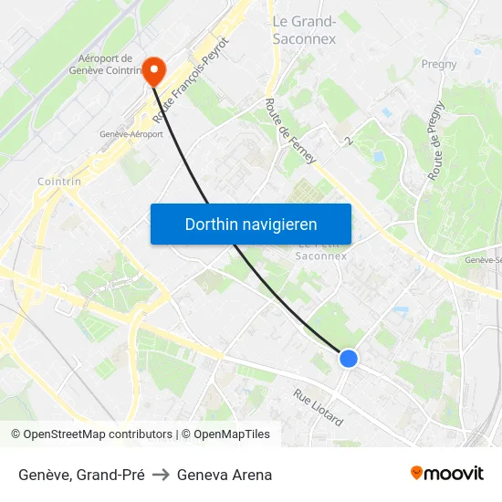 Genève, Grand-Pré to Geneva Arena map