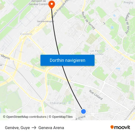 Genève, Guye to Geneva Arena map