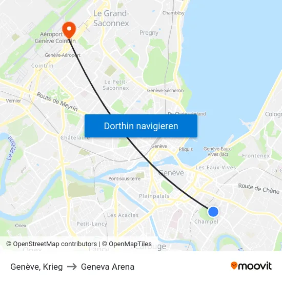 Genève, Krieg to Geneva Arena map