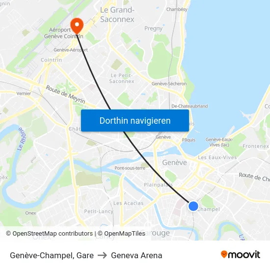 Genève-Champel, Gare to Geneva Arena map