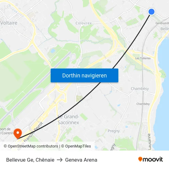 Bellevue Ge, Chênaie to Geneva Arena map