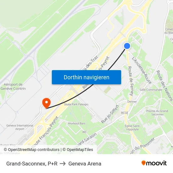 Grand-Saconnex, P+R to Geneva Arena map