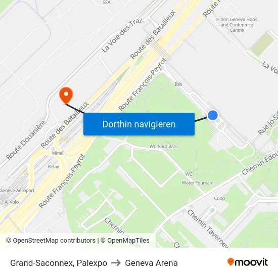 Grand-Saconnex, Palexpo to Geneva Arena map