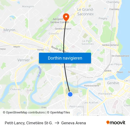 Petit-Lancy, Cimetière St-G. to Geneva Arena map