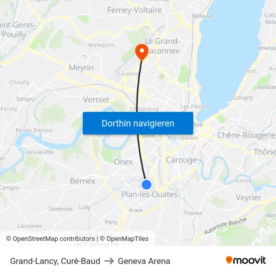 Grand-Lancy, Curé-Baud to Geneva Arena map
