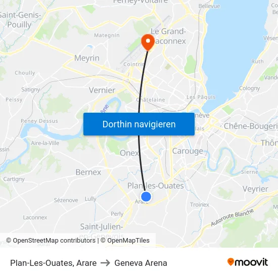 Plan-Les-Ouates, Arare to Geneva Arena map