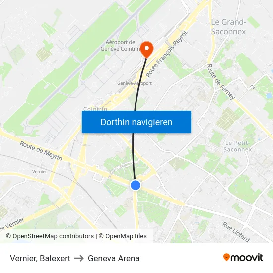 Vernier, Balexert to Geneva Arena map