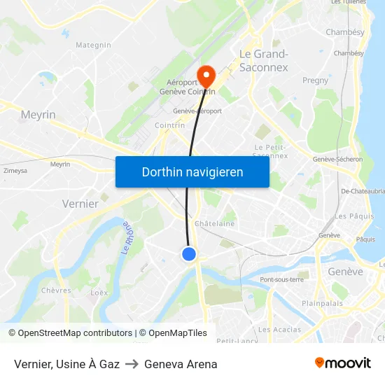 Vernier, Usine À Gaz to Geneva Arena map