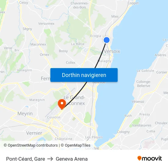 Pont-Céard, Gare to Geneva Arena map