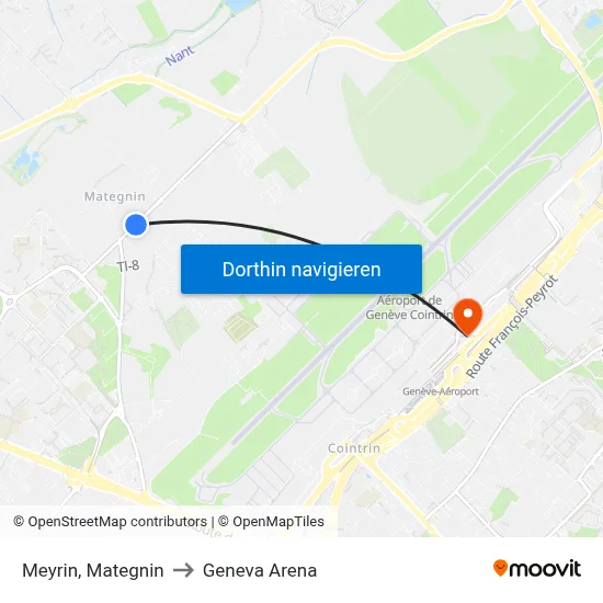 Meyrin, Mategnin to Geneva Arena map