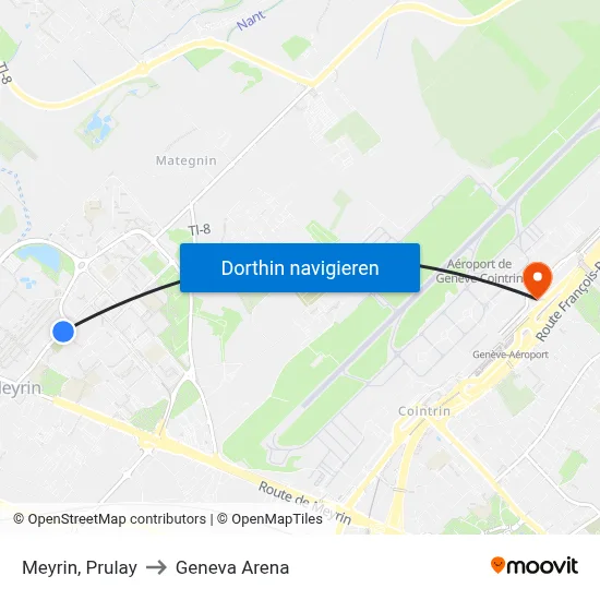 Meyrin, Prulay to Geneva Arena map