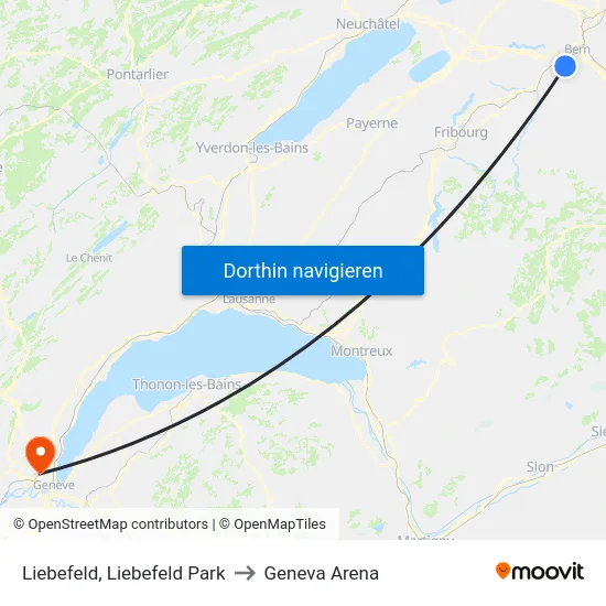 Liebefeld, Liebefeld Park to Geneva Arena map