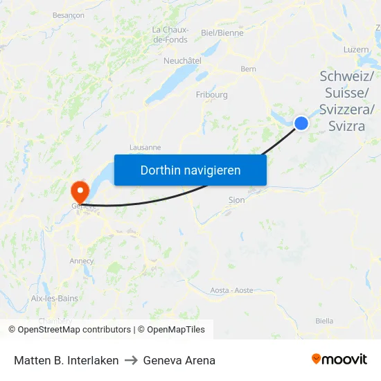 Matten B. Interlaken to Geneva Arena map