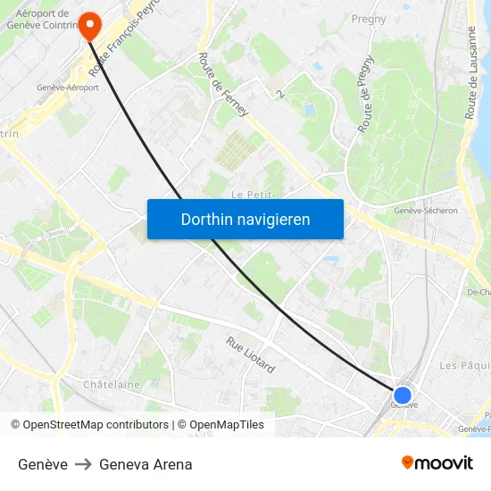 Genève to Geneva Arena map