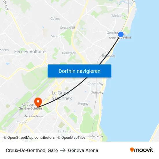 Creux-De-Genthod, Gare to Geneva Arena map