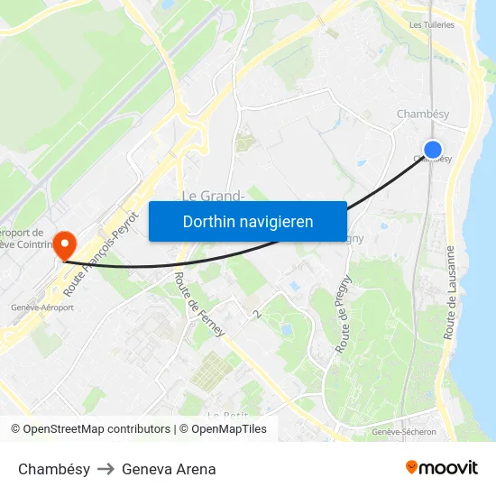 Chambésy to Geneva Arena map