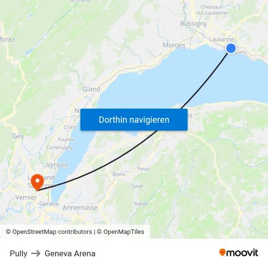 Pully to Geneva Arena map