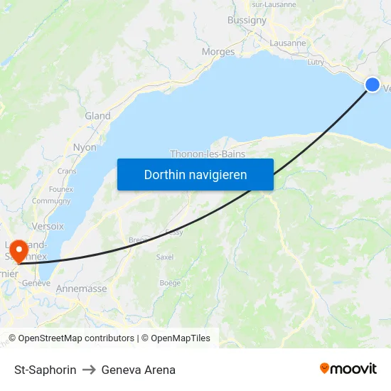 St-Saphorin to Geneva Arena map