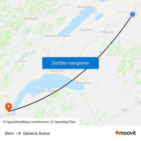 Bern to Geneva Arena map