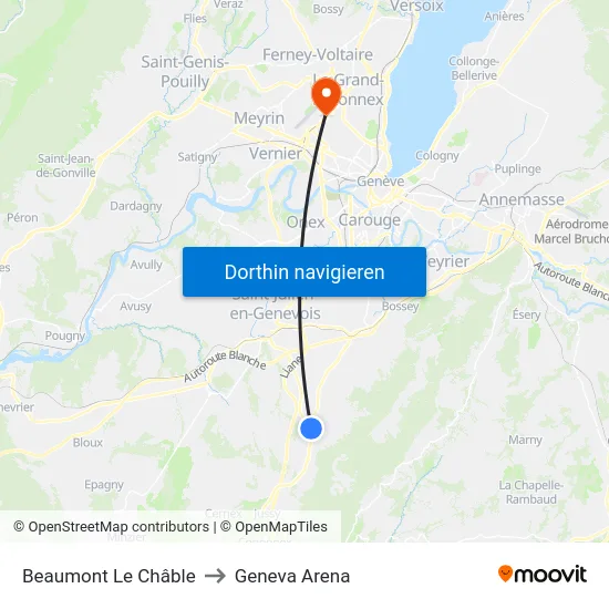 Beaumont, Le Châble to Geneva Arena map