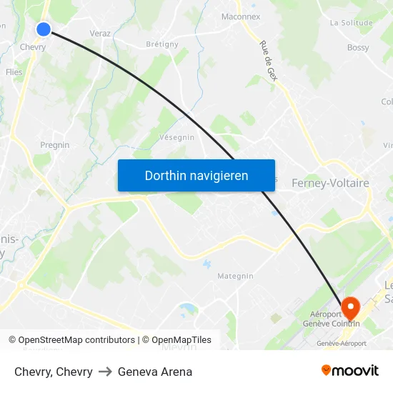Chevry, Chevry to Geneva Arena map
