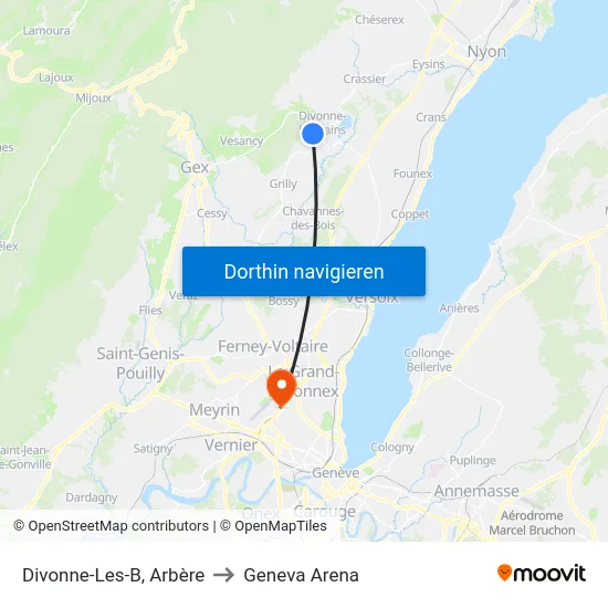 Divonne-Les-B, Arbère to Geneva Arena map