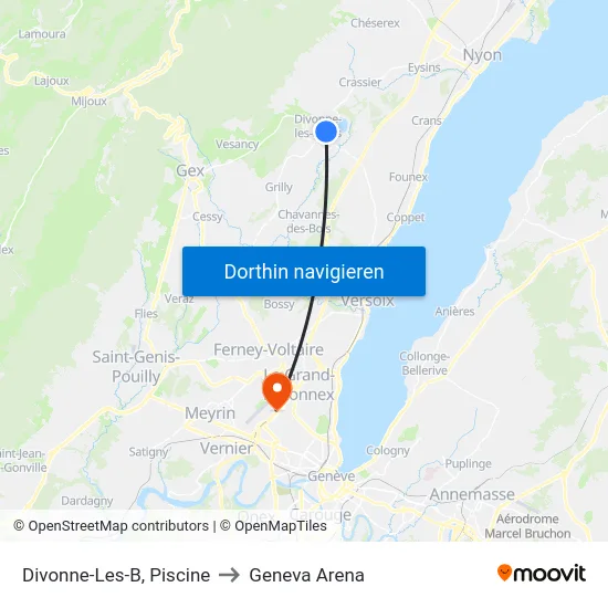 Divonne-Les-B, Piscine to Geneva Arena map