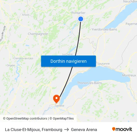 La Cluse-Et-Mijoux, Frambourg to Geneva Arena map