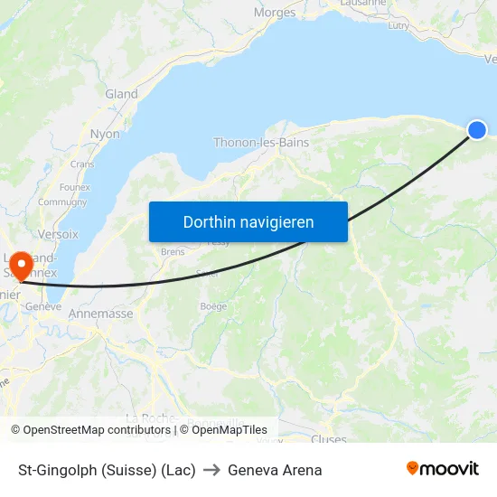 St-Gingolph (Suisse) (Lac) to Geneva Arena map