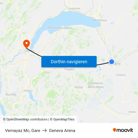 Vernayaz Mc, Gare to Geneva Arena map