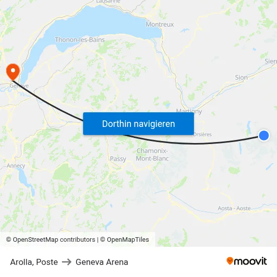 Arolla, Poste to Geneva Arena map